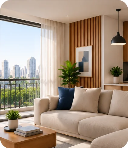 Sala de apartamento contemporâneo